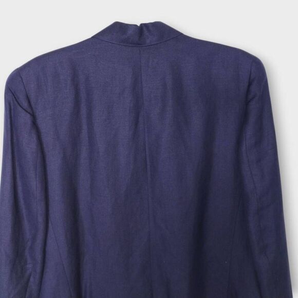 Lands End Womens Blazer Sz 16 Navy Linen 2 Button Sport Coat Preppy Classic Ivy - Picture 4 of 14